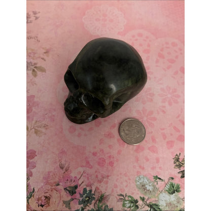 Polished Green Stone Skull Figurine