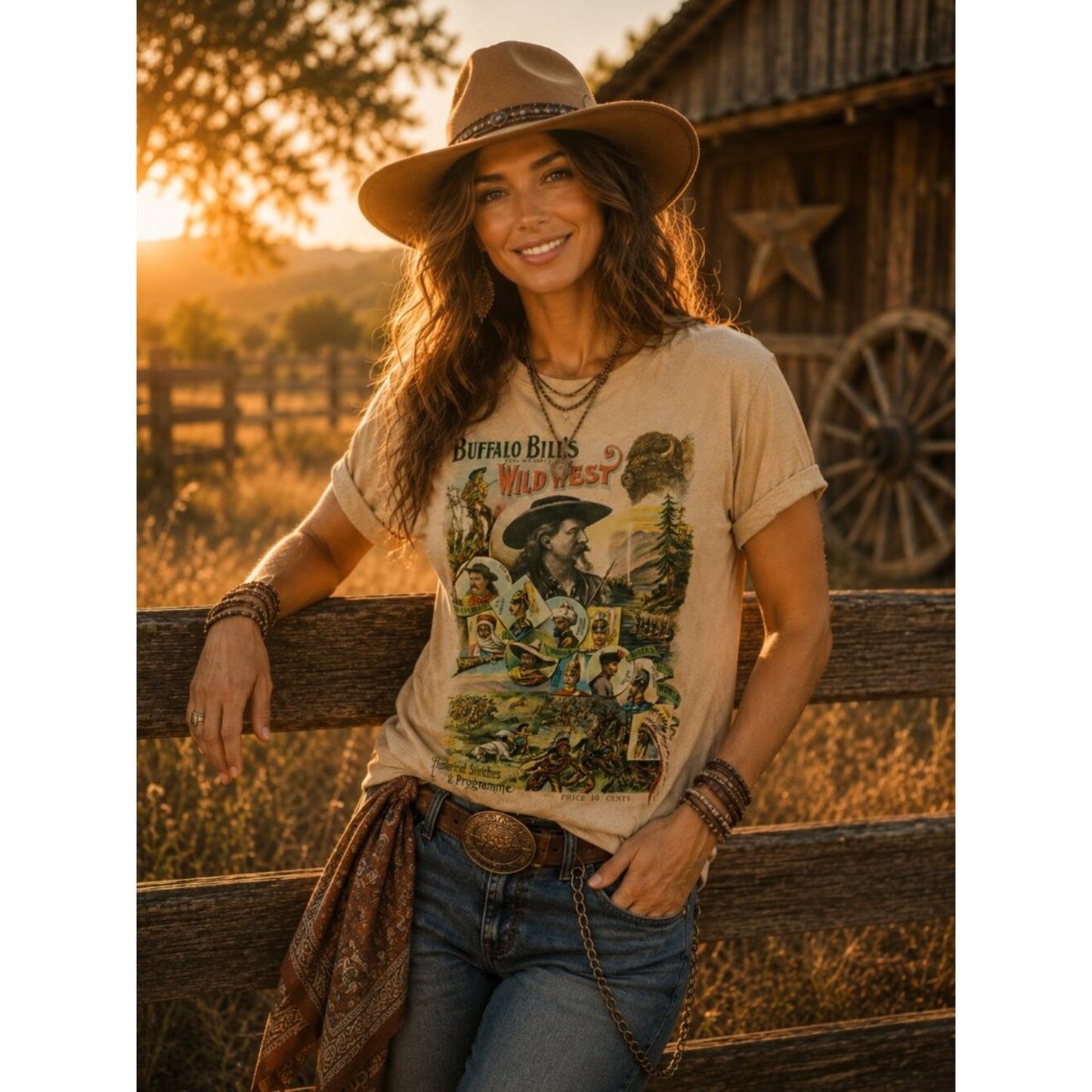 Buffalo Bill's Wild West Vintage Tee HATMAN ORIGINALS VINTAGE STYLE T SHIRT TEE