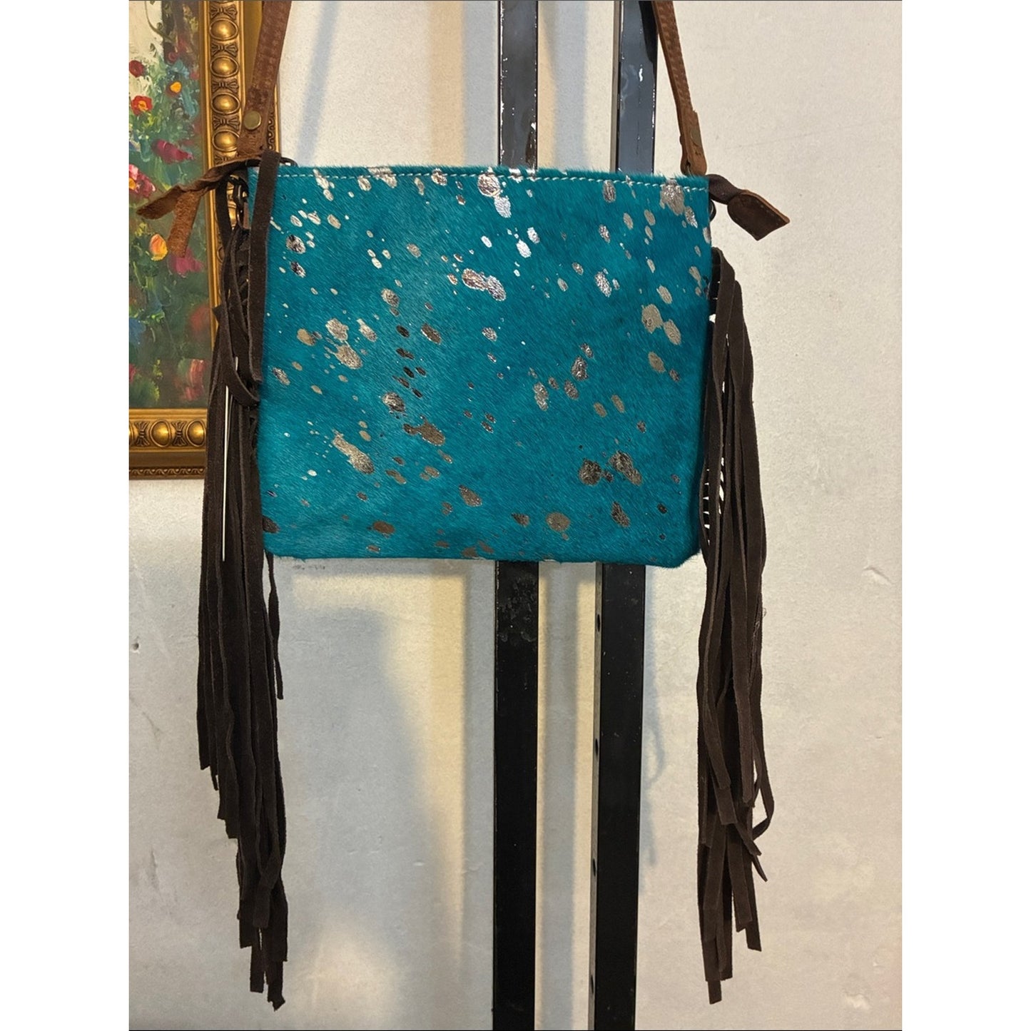 Turquoise Leather Fringe Crossbody American Concealed Carry