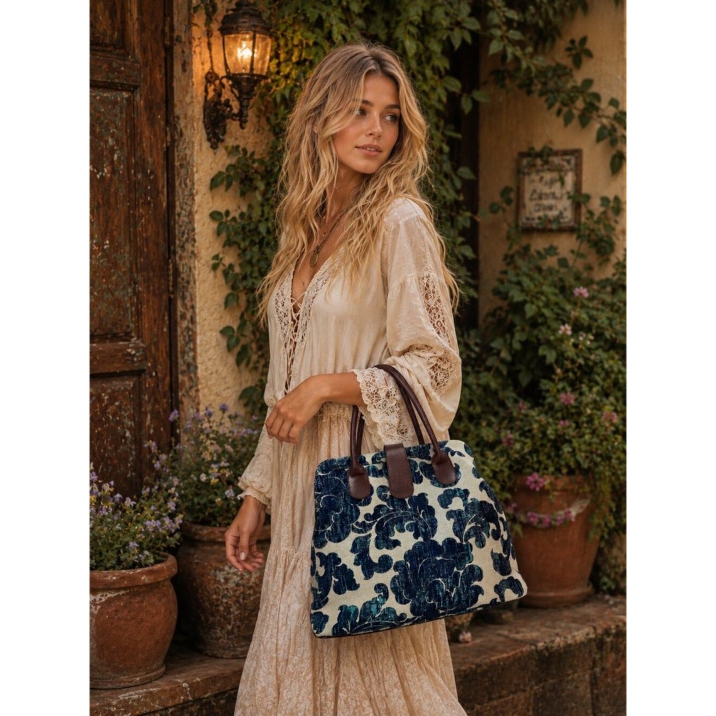 Blue Floral Canvas Tote American Concealed Carry