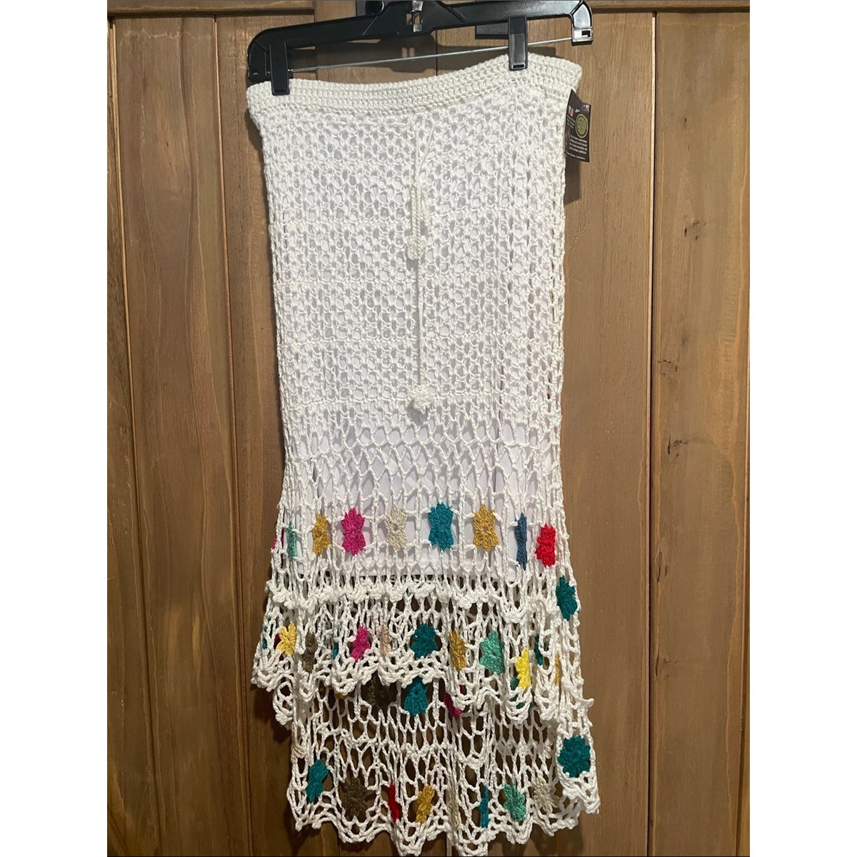 Vocal White Crochet hi-low Pencil Skirt