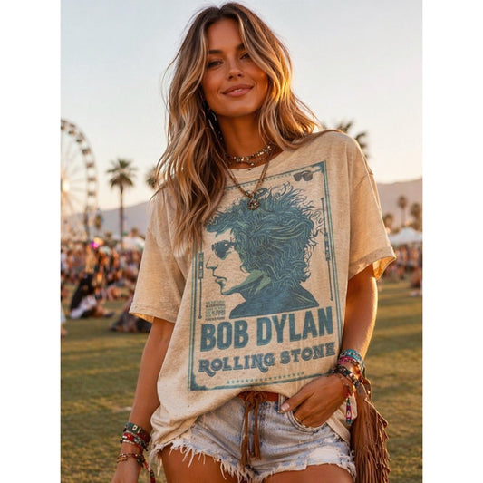 Bob Dylan Rolling Stone Graphic Tee – Vintage Style Rock Band T-Shirt