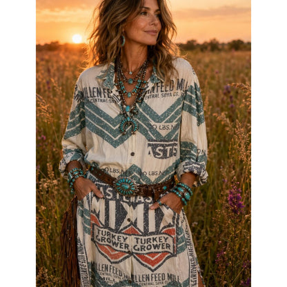 Flour Sack Button Down Dress