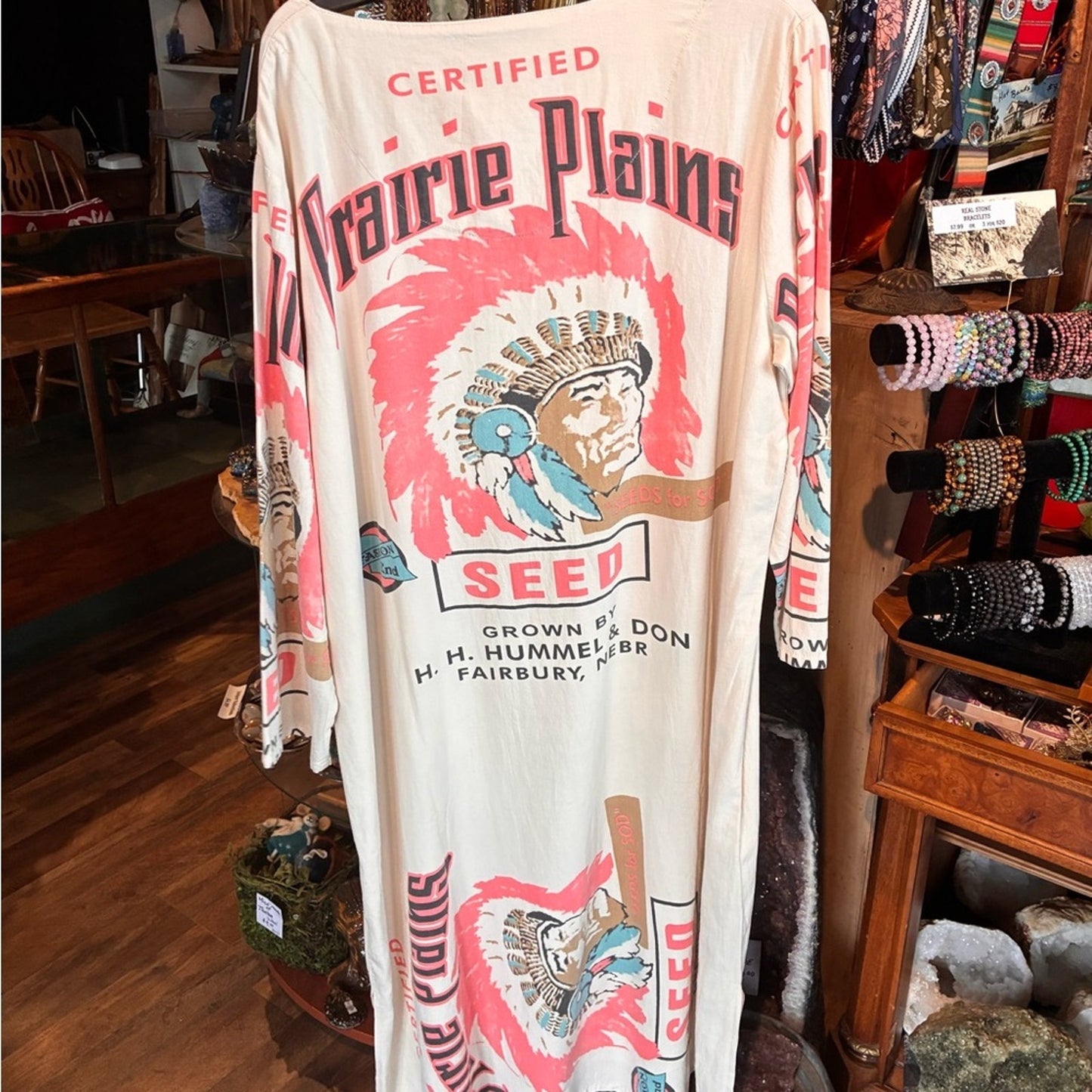 Prairie Plains Graphic Tee Dress in Cream & Coral