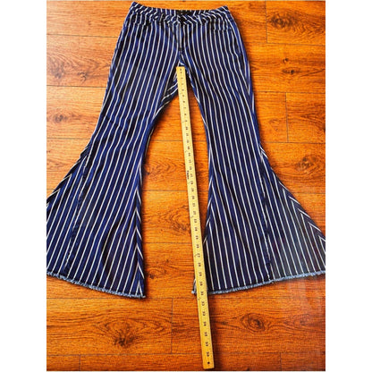 Lucky & Blessed Navy and White Striped Flare Pants