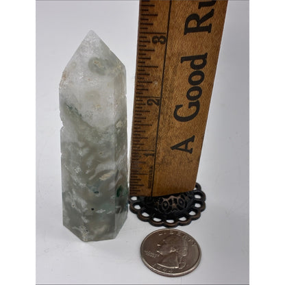 Ocean Jasper Point Tower - Green and White Crystal Rock