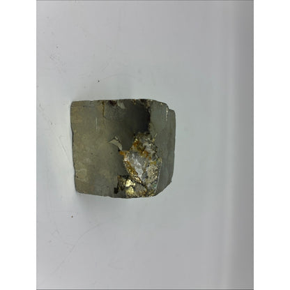 Natural Pyrite Decorative Cube - Metallic Gray and Gold Accent ROCK