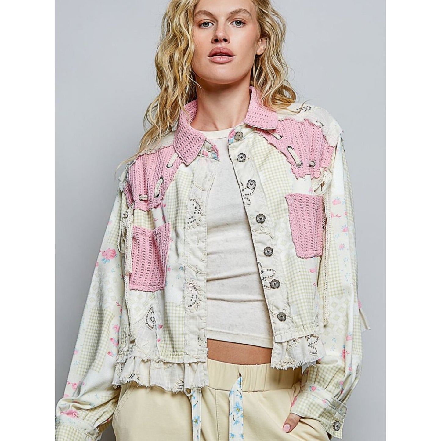Boho Patchwork Crochet Jacket – Romantic Cottagecore Spring Layering Piece