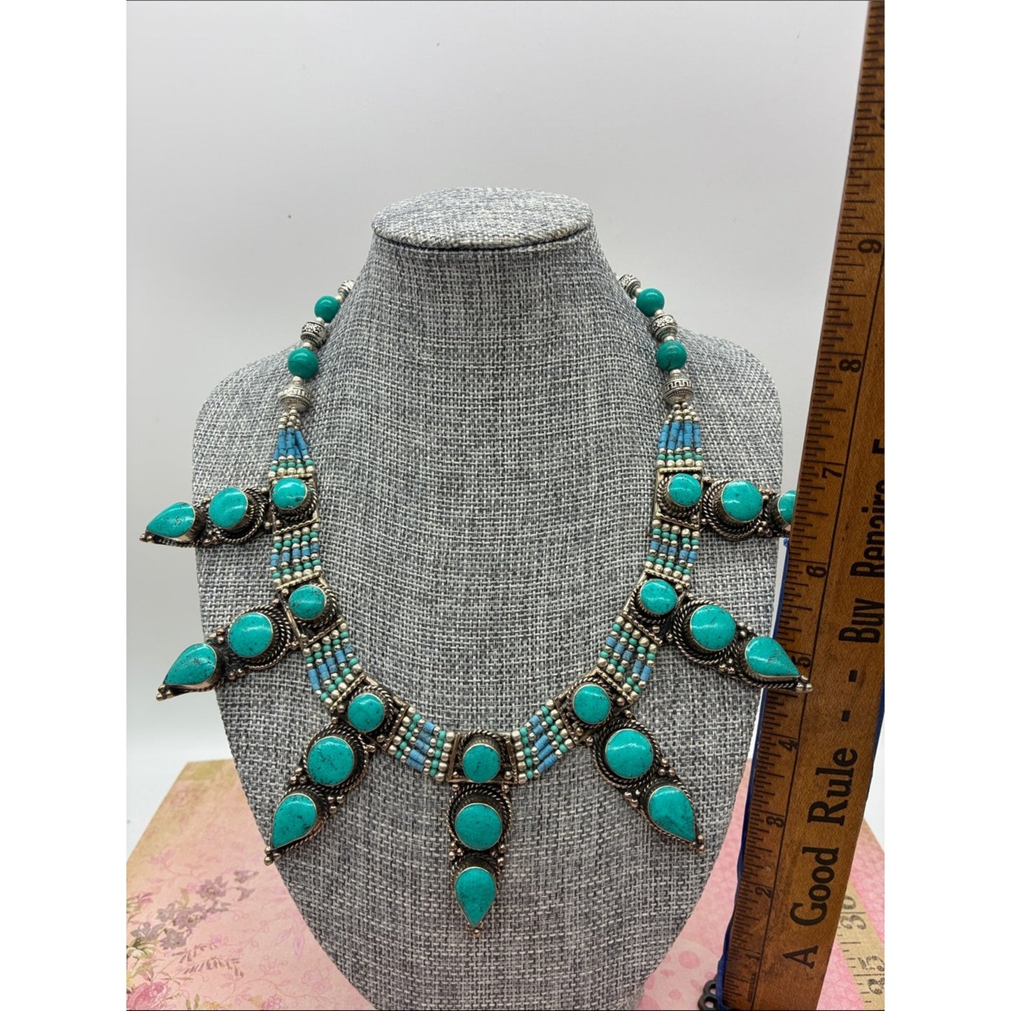 Turquoise Statement Bib Necklace - Women Jewelry