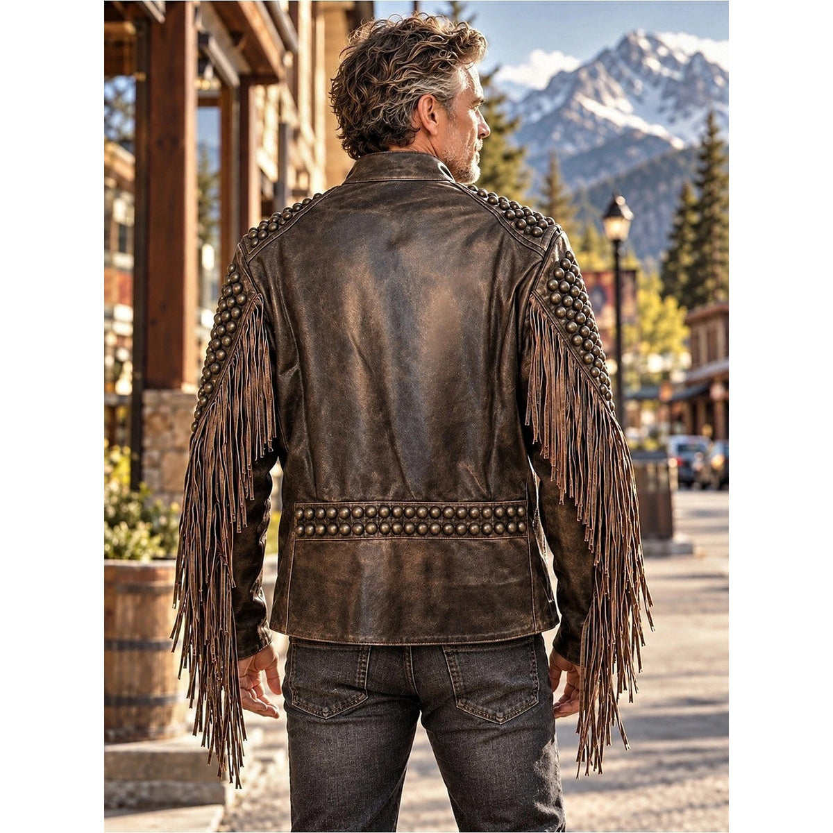 Old Gringo Studded Fringe Leather Jacket in Brown Like New