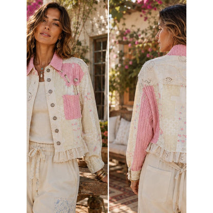 Boho Patchwork Crochet Jacket – Romantic Cottagecore Spring Layering Piece
