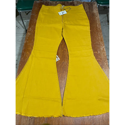 Folk Mustard Yellow Wide Leg Flare Jeans plus size