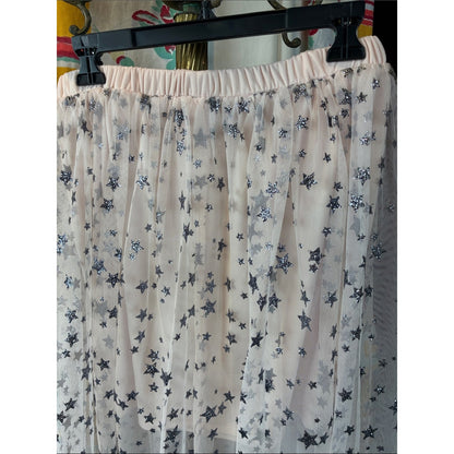 Xhilaration Sheer Star-Embellished Cream Tulle Skirt