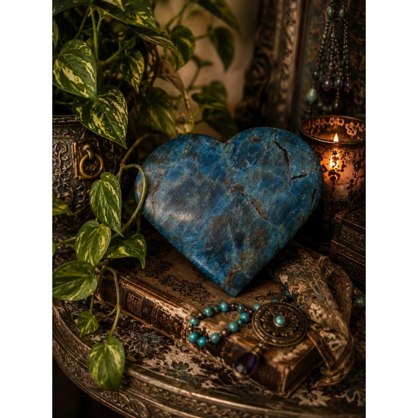 Blue Heart Shaped Stone Decorative Accent Rock