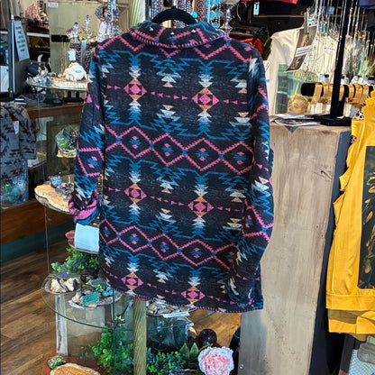 Aztec Patterned Blazer - Pink and Blue
