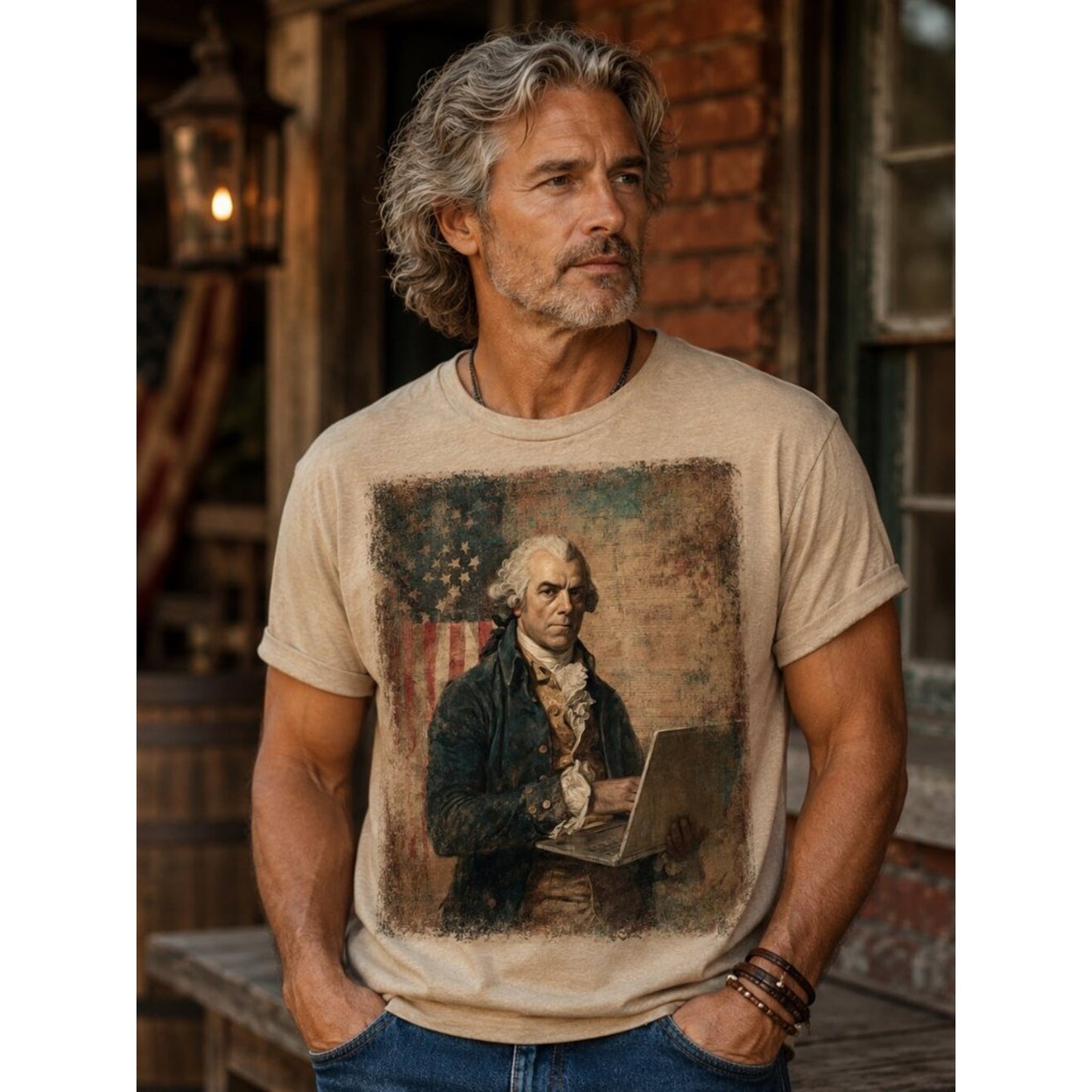 Founding Father Meets the Future Graphic Shirt Hatman's original luxury tee