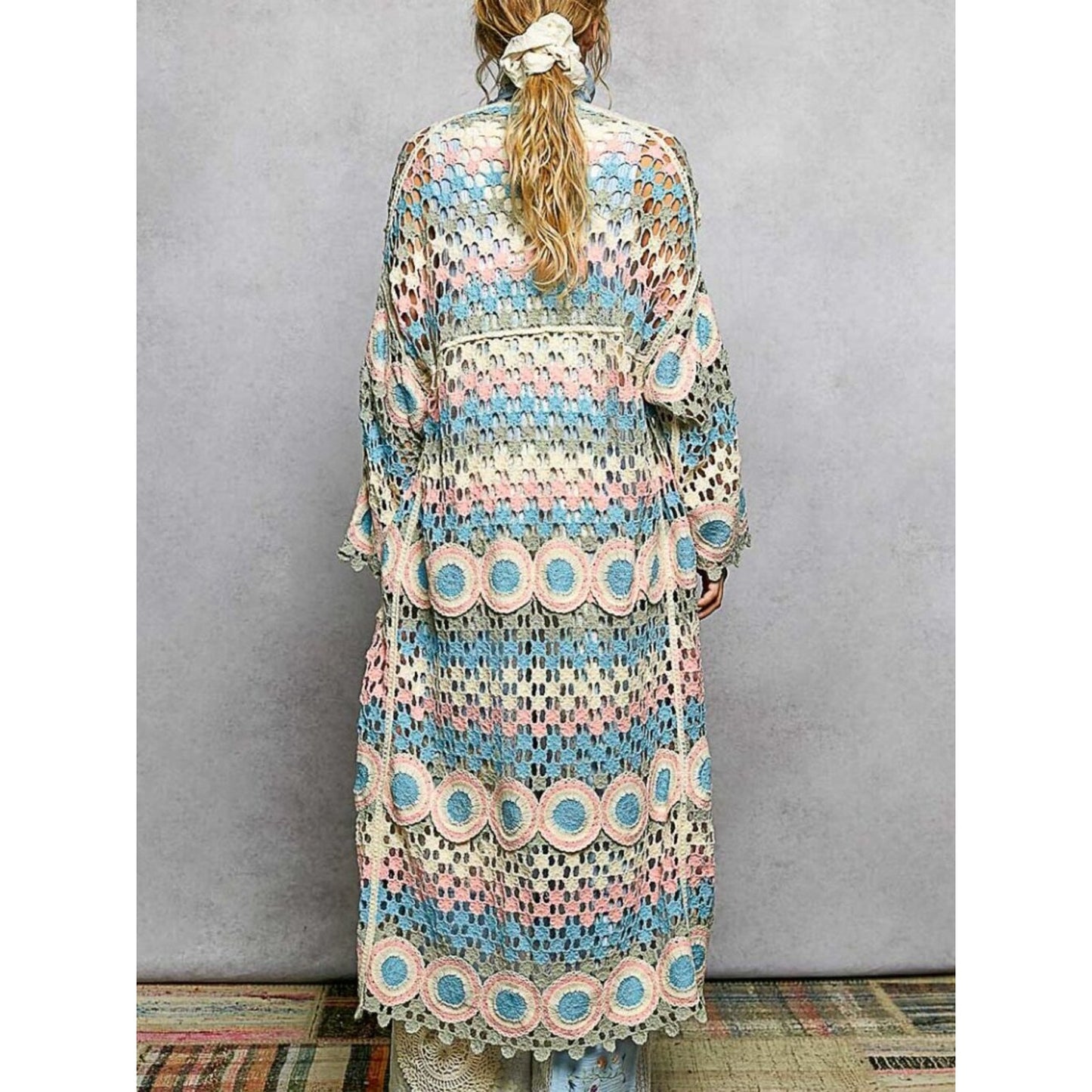 Pastel Crochet Duster Cardigan