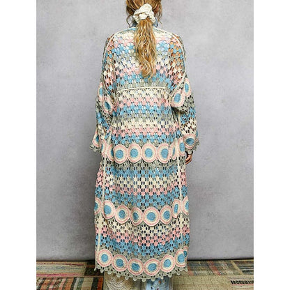 Pastel Crochet Duster Cardigan