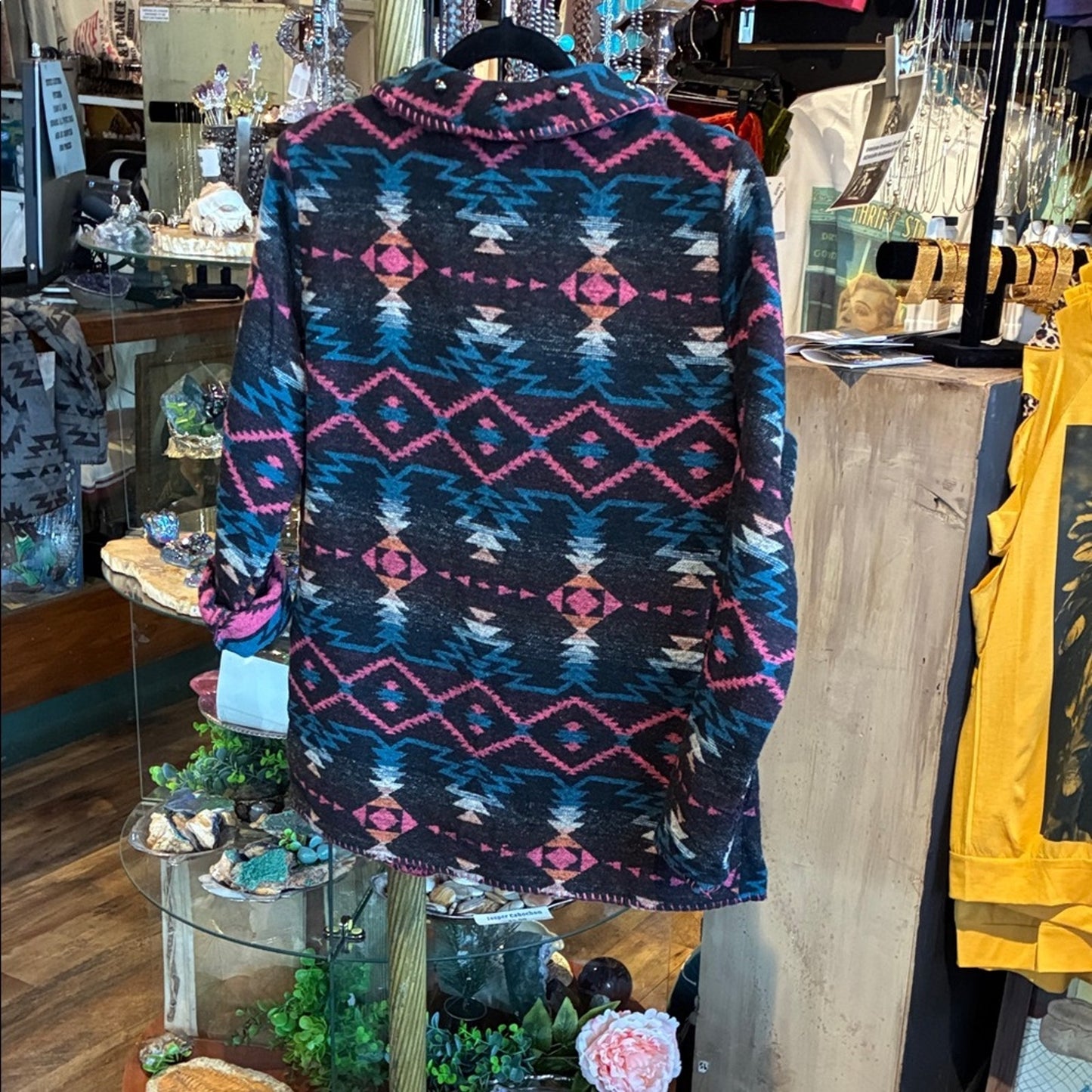 Aztec Patterned Blazer - Pink and Blue