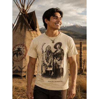 Sitting Bull & Buffalo Bill Heritage HATMAN ORIGINALS VINTAGE STYLE T SHIRT TEE