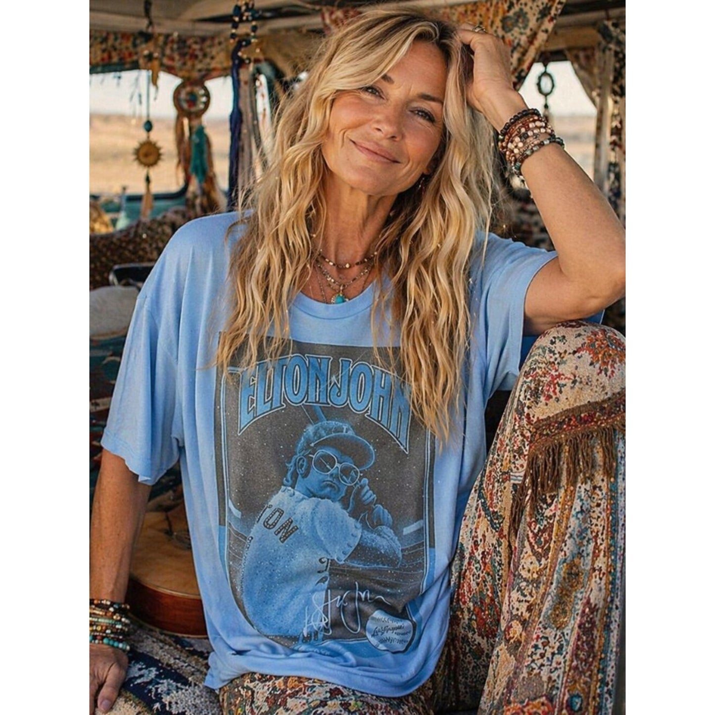 Elton John Blue Graphic Tee, Concert T-Shirt