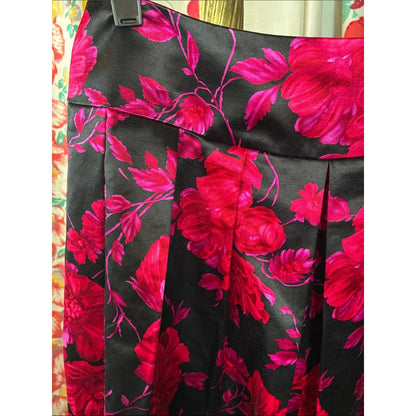 Talbots Women's Black Skirt with Fuchsia Floral pattern
