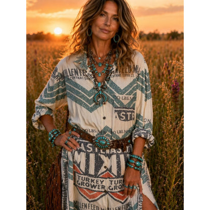Flour Sack Button Down Dress