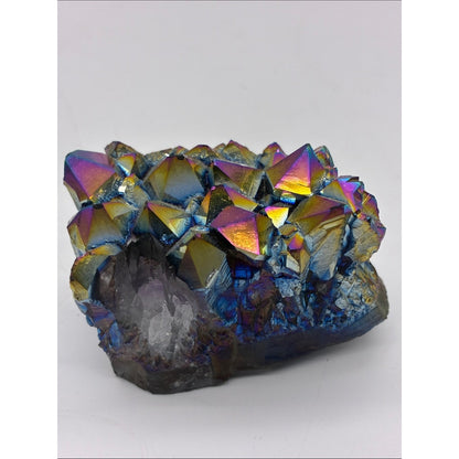 Iridescent Titanium Aura Quartz Crystal Cluster - Blue, Gold, Purple Rock