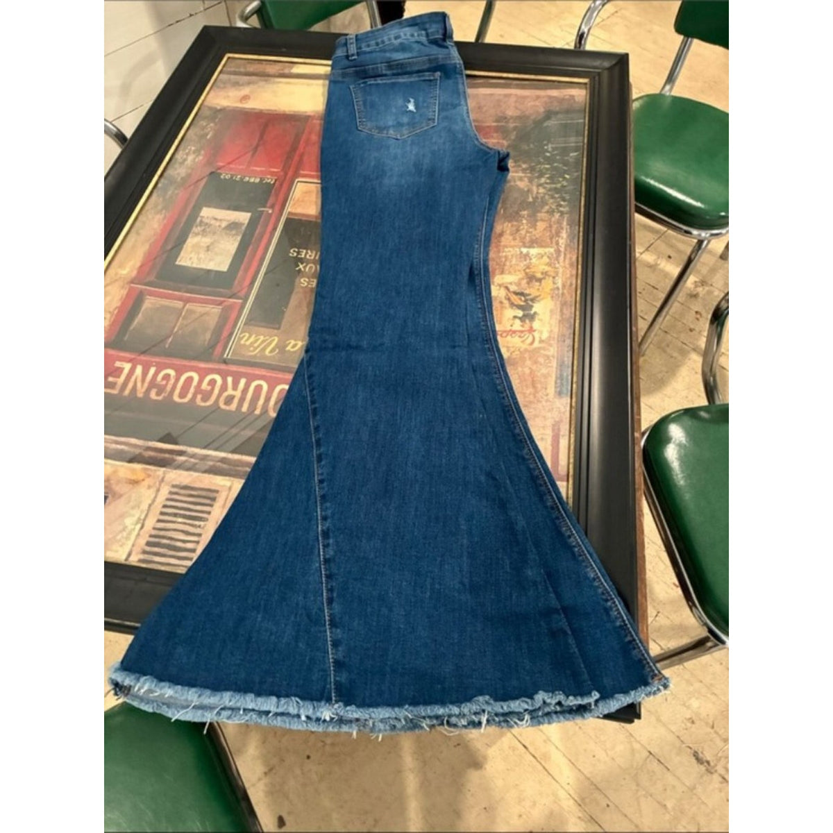Lucky & Blessed Dark Blue Denim Flare Maxi Jeans plus size