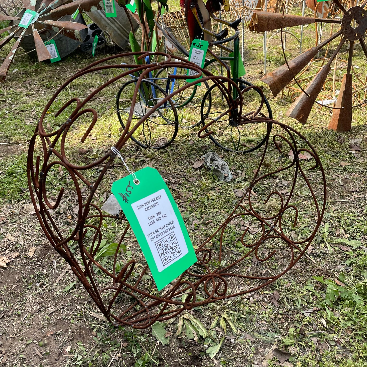 #155, Metal heart planter