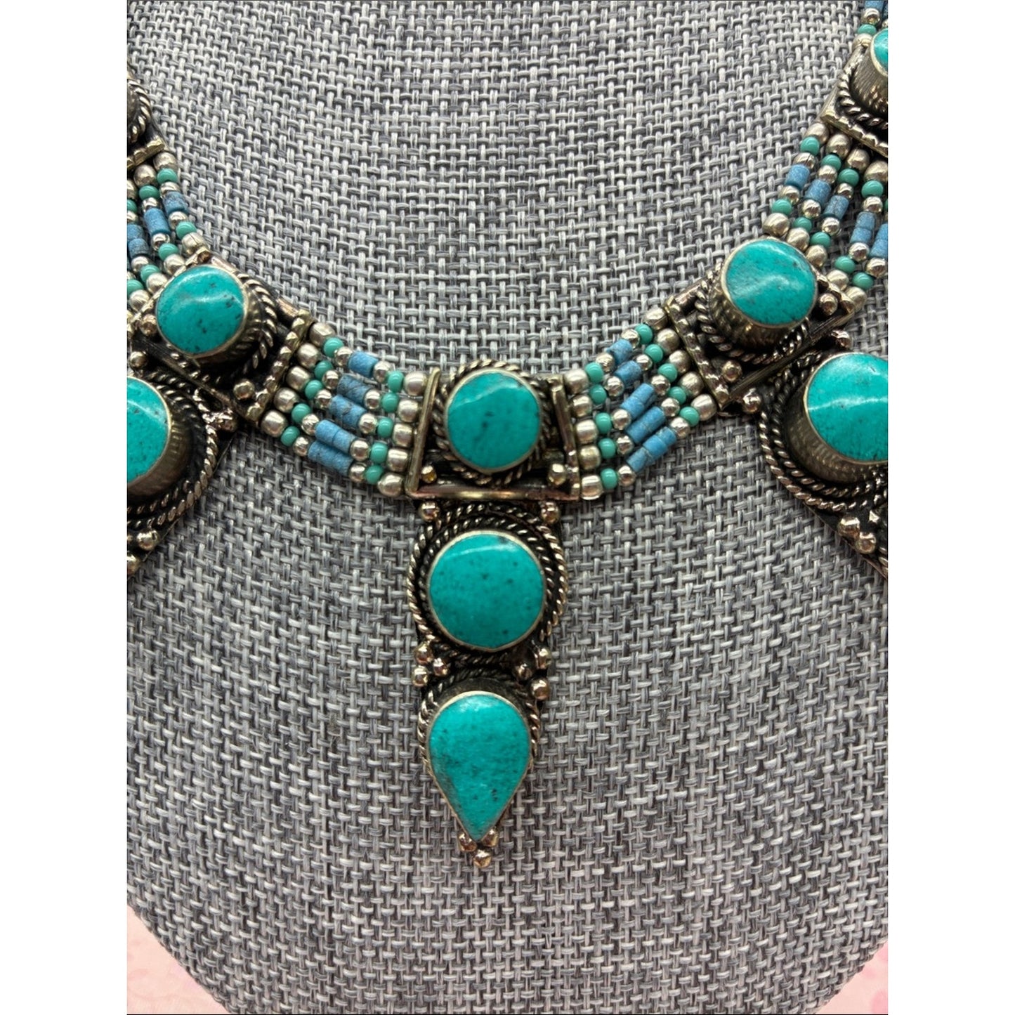 Turquoise Statement Bib Necklace - Women Jewelry