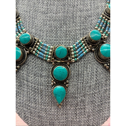Turquoise Statement Bib Necklace - Women Jewelry