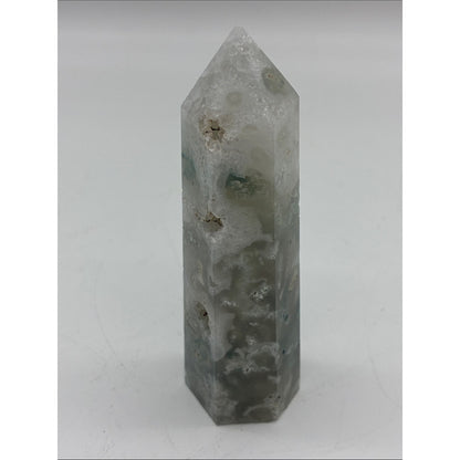 Ocean Jasper Point Tower - Green and White Crystal Rock