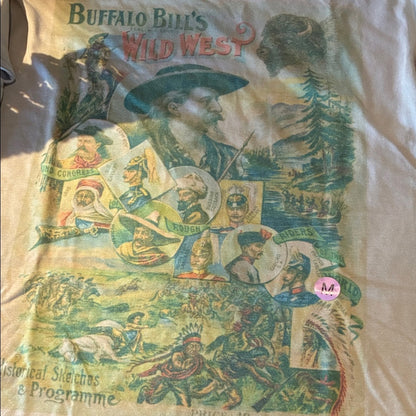 Custom  Cream Short Sleeve Tee with Buffalo Bill's Wild West Graphic