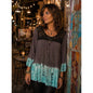 Women's Lace Yoke Dip-Dye Top in Brown and Teal