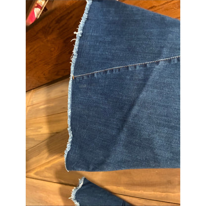 plus size Women's Dark Blue Distressed Bell Bottom Jeans