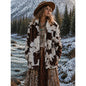 Kiss Brown and White Patterned Teddy Jacket