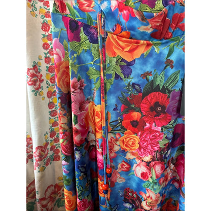 Matracean Blue Floral A-Line Maxi Skirt