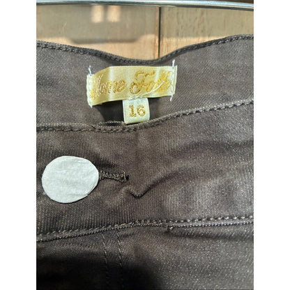 Plus size Home Folk Grey-Brown Flare Jeans with Frayed Hem