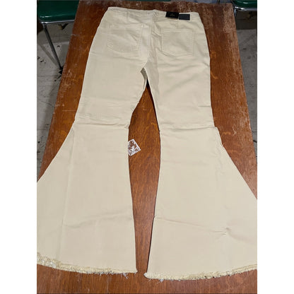 Lucky & Blessed Cream Wide Leg Flare Jeans