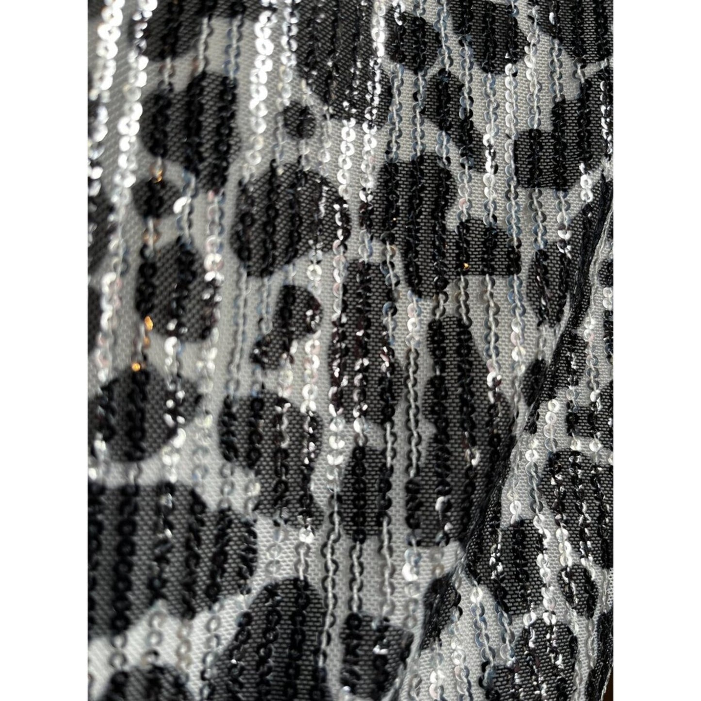 Lucky & Blessed Fuzzy Blue Silver Sparkle Leopard Print Front Zip Jacket