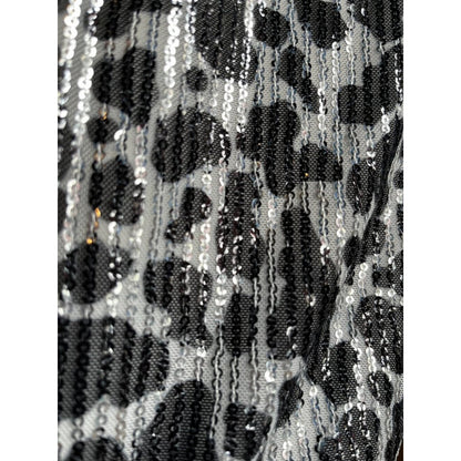 Lucky & Blessed Fuzzy Blue Silver Sparkle Leopard Print Front Zip Jacket