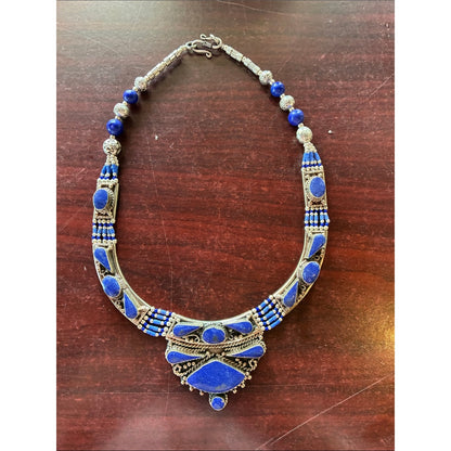 Blue Statement Stone Necklace - Women's Fashion Jewelry