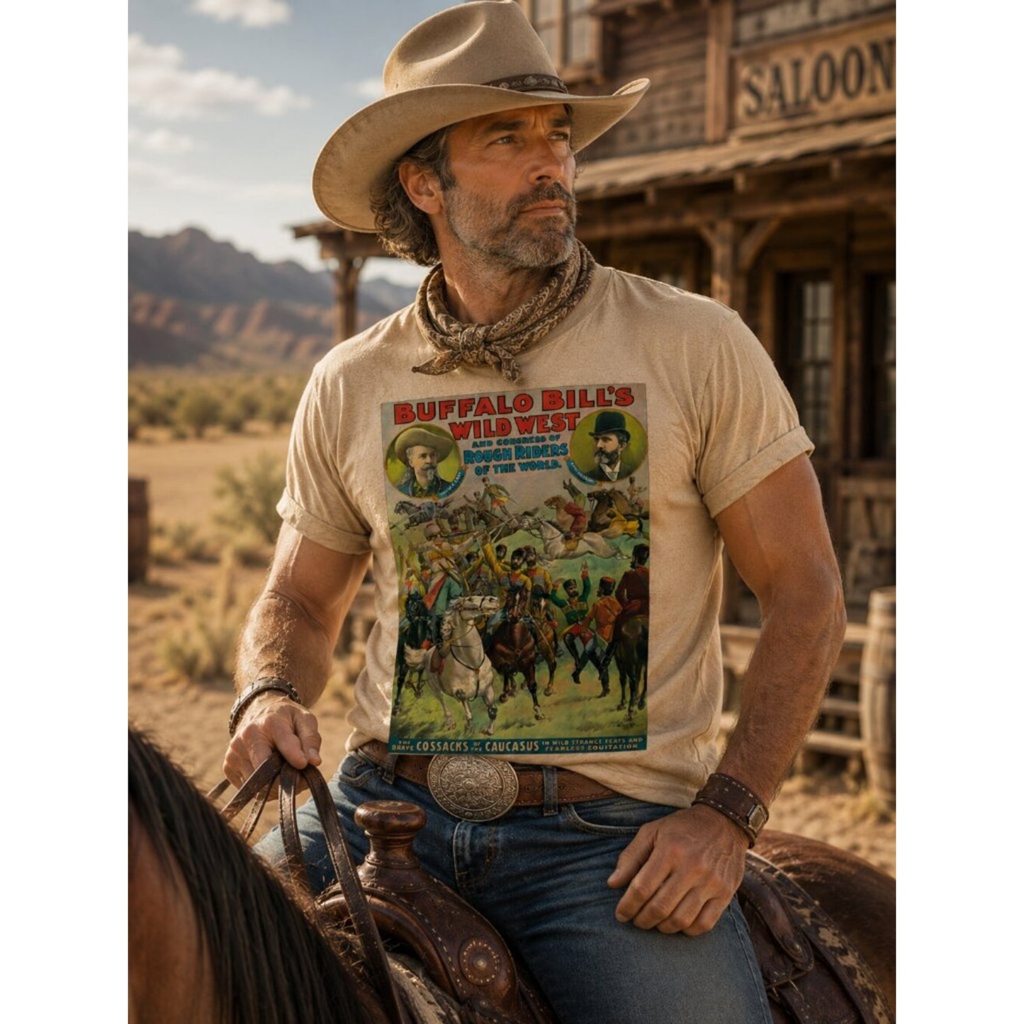 Buffalo Bill's Wild West Luxury Tee HATMAN ORIGINALS VINTAGE STYLE T SHIRT TEE