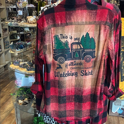 ⭐️ “This Is My Hallmark Christmas Movie Watching Shirt” Flannel Distressed ⭐️