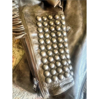 Old Gringo Studded Fringe Leather Jacket in Brown Like New