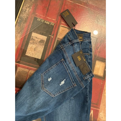 Lucky & Blessed Dark Blue Denim Flare Maxi Jeans plus size