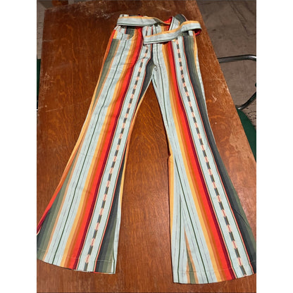 Boho Western Serape Stripe Bell Bottom Pants