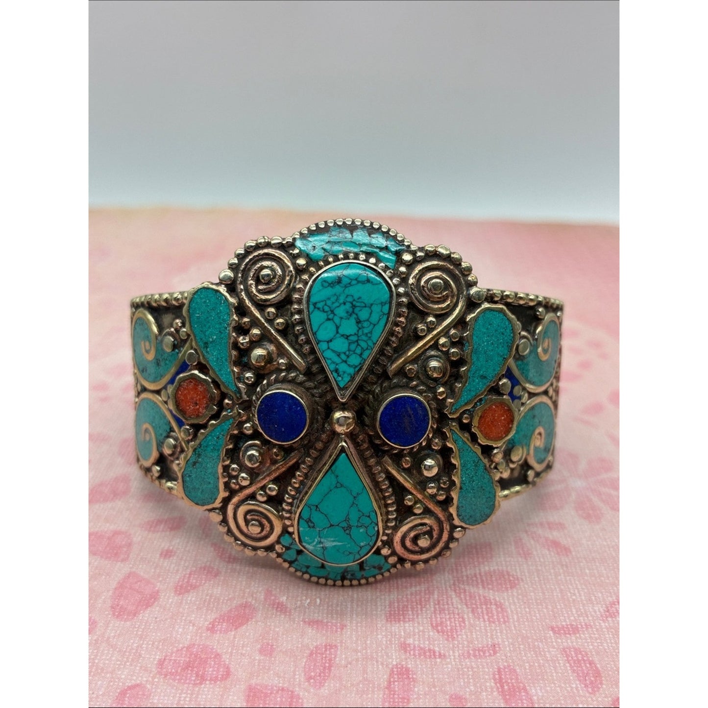 Turquoise & Lapis Statement Cuff Bracelet - Women Jewelry
