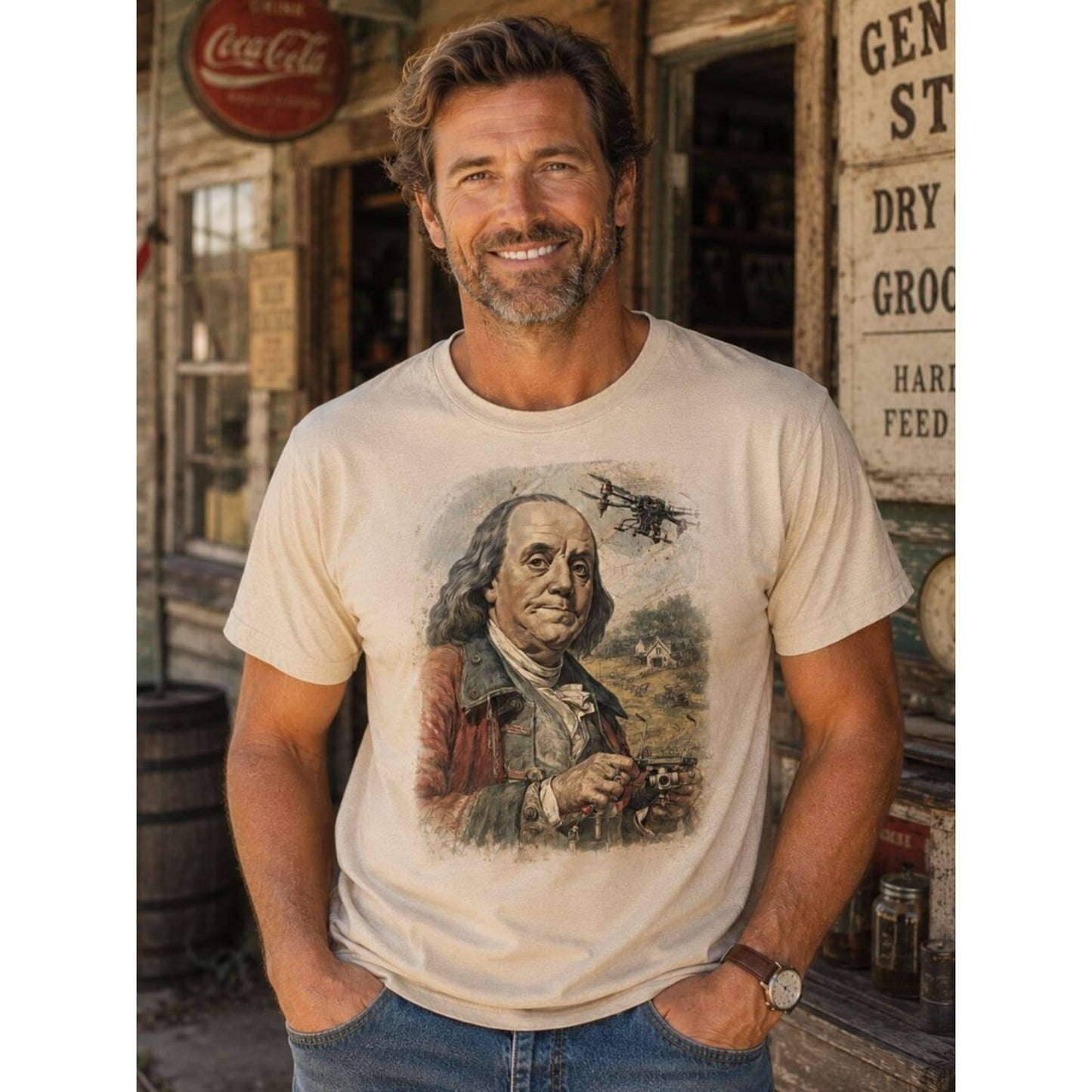 Hatman's Original Luxury Tee Benjamin Franklin Meets the Future